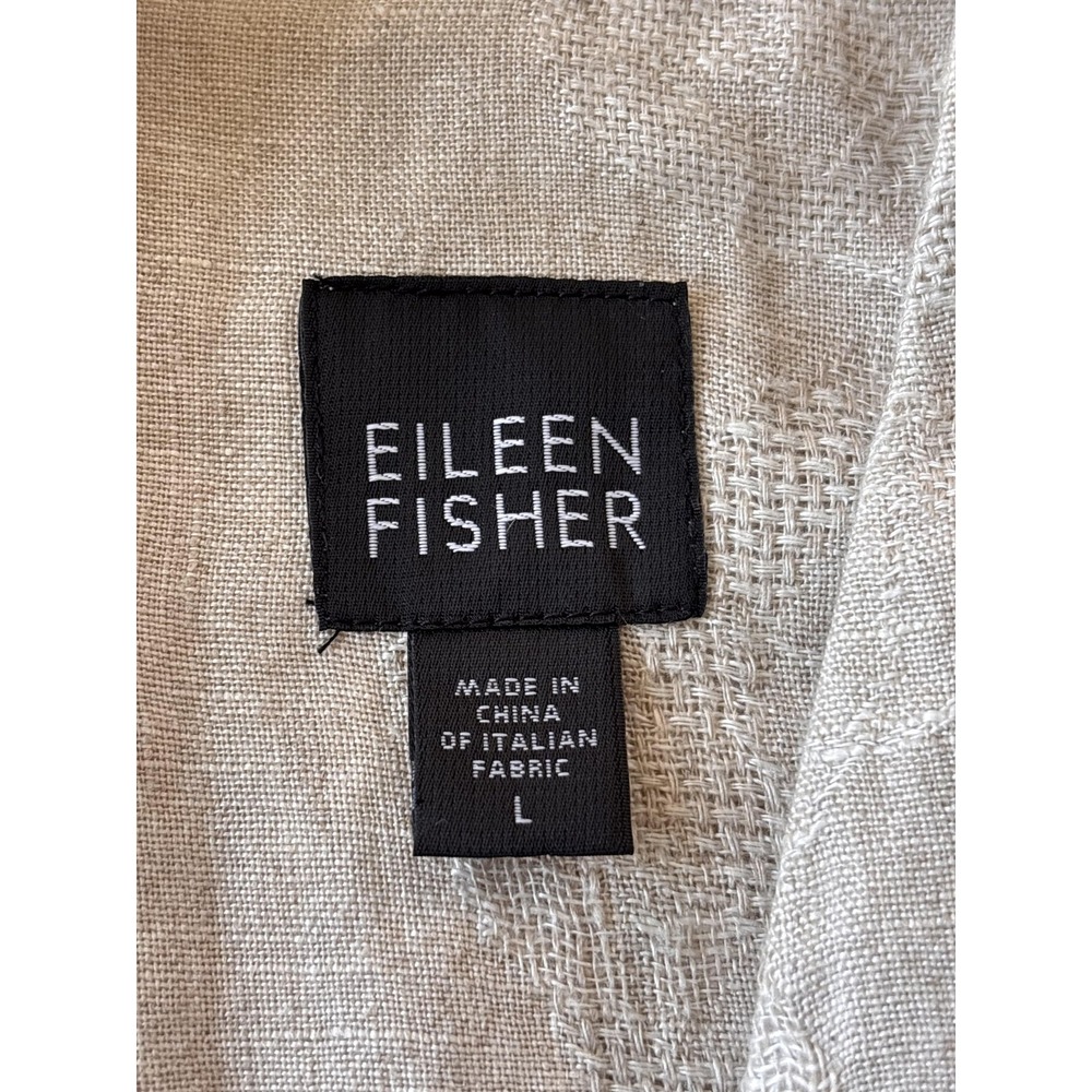 Eileen Fisher Jacket Womens Large Beige Linen Button Front Longline Duster - Picture 4 of 7